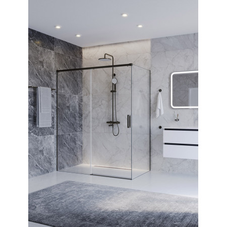 Душевой уголок Cezares PLANE-AH-1-150/90-C-GM, 150х90х195, профиль оружейная сталь, стекло прозрачное
