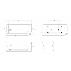 Асимметричная угловая акриловая ванна BelBagno BB712-1600-730-L