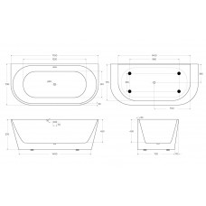Ванна пристенная BelBagno BB710-1700-800