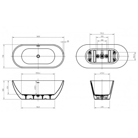 Ванна отдельностоящая BelBagno BB701-1600-730-K Ванна отдельностоящая BelBagno BB701-1600-730-K