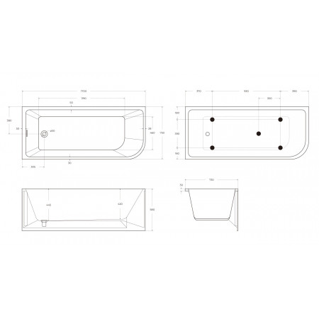 Асимметричная угловая акриловая ванна BelBagno BB712-1700-730-L Асимметричная угловая акриловая ванна BelBagno BB712-1700-730-L