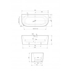 Ванна акриловая 180х80 Cezares METAURO-INT-Wall-180-80-60