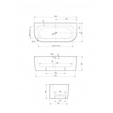 Ванна акриловая матовая 180х80 Cezares METAURO-INT-Wall-180-80-60-G-W-MATT