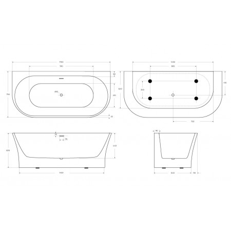 Ванна пристенная BelBagno BB711-1700-750 Ванна пристенная BelBagno BB711-1700-750