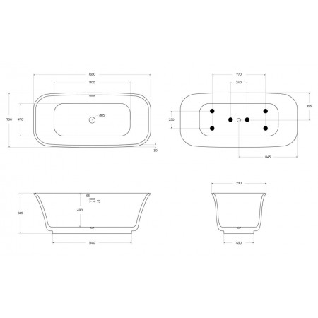 Ванна отдельностоящая BelBagno BB702-1700-800-K Ванна отдельностоящая BelBagno BB702-1700-800-K