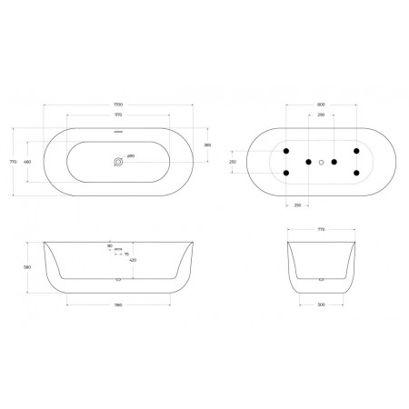 Ванна отдельностоящая BelBagno BB706-1700-770 Ванна отдельностоящая BelBagno BB706-1700-770