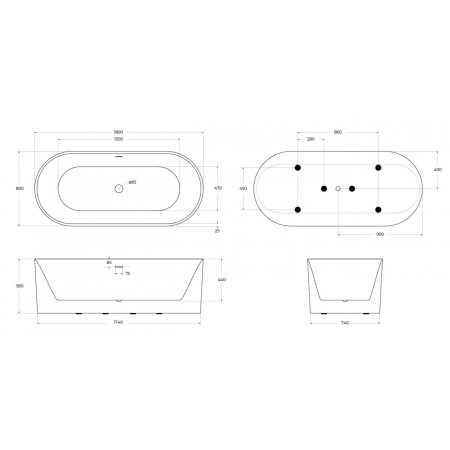Ванна отдельностоящая BelBagno BB705-1800-800 Ванна отдельностоящая BelBagno BB705-1800-800