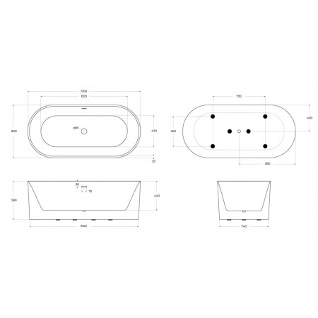 Ванна отдельностоящая BelBagno BB705-1700-800 Ванна отдельностоящая BelBagno BB705-1700-800