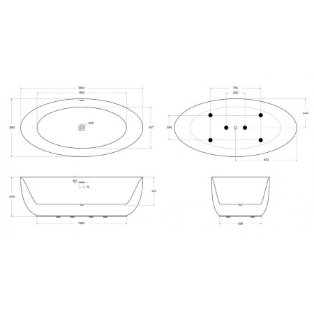 Ванна отдельностоящая BelBagno BB707-1860-880 Ванна отдельностоящая BelBagno BB707-1860-880