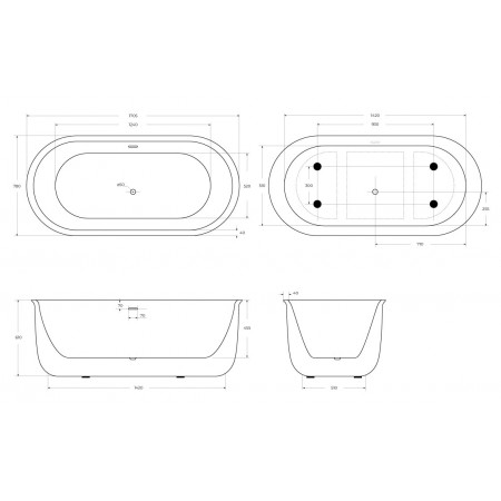 Ванна отдельностоящая BelBagno BB709-1700-780 Ванна отдельностоящая BelBagno BB709-1700-780