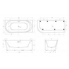 Асимметричная угловая акриловая ванна BelBagno BB410-1700-780-R