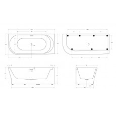 Асимметричная угловая акриловая ванна BelBagno BB410-1700-780-R