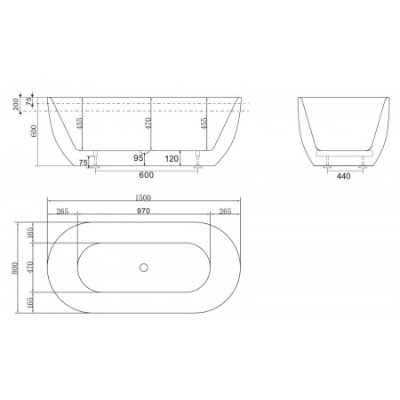 Ванна акриловая отдельностоящая BelBagno BB70-1500-800 Ванна акриловая отдельностоящая BelBagno BB70-1500-800