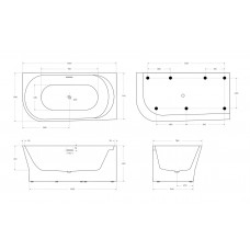 Асимметричная угловая акриловая ванна BelBagno BB410-1500-780-R