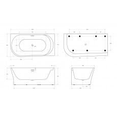 Асимметричная угловая акриловая ванна BelBagno BB410-1500-780-R