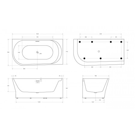 Асимметричная угловая акриловая ванна BelBagno BB410-1500-780-R Асимметричная угловая акриловая ванна BelBagno BB410-1500-780-R