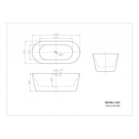 Ванна акриловая отдельностоящая BelBagno BB306-1585 Ванна акриловая отдельностоящая BelBagno BB306-1585