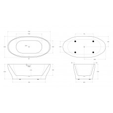 Ванна акриловая отдельностоящая BelBagno BB403-1700-850