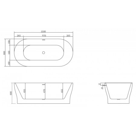 Ванна акриловая отдельностоящая BelBagno BB405-1500-800 Ванна акриловая отдельностоящая BelBagno BB405-1500-800