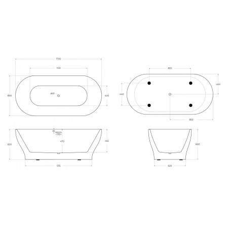Ванна акриловая отдельностоящая BelBagno BB405-1700-800 Ванна акриловая отдельностоящая BelBagno BB405-1700-800
