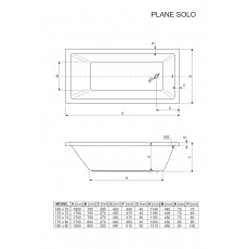 Ванна акриловая 170х80 Cezares PLANE SOLO-170-80-49-W37