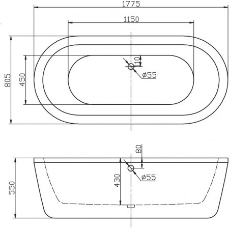 Ванна акриловая отдельностоящая BelBagno BB12-1775 Ванна акриловая отдельностоящая BelBagno BB12-1775