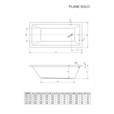 Ванна акриловая 180х80 CEZARES PLANE SOLO-180-80-49-W37