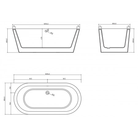 Ванна акриловая отдельностоящая BelBagno BB202-1700-800 Ванна акриловая отдельностоящая BelBagno BB202-1700-800