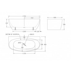 Ванна акриловая без перелива BelBagno BB83-1700-W0