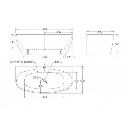 Ванна акриловая без перелива BelBagno BB83-1700-W0 Ванна акриловая без перелива BelBagno BB83-1700-W0