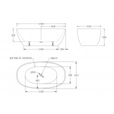 Ванна отдельностоящая без перелива BelBagno BB81-1700-W0