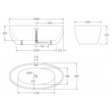 Ванна акриловая отдельностоящая без перелива BelBagno BB69-1700-W0