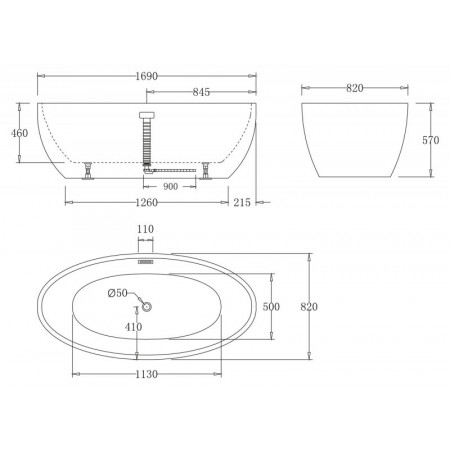 Ванна акриловая отдельностоящая без перелива BelBagno BB69-1700-W0 Ванна акриловая отдельностоящая без перелива BelBagno BB69-1700-W0
