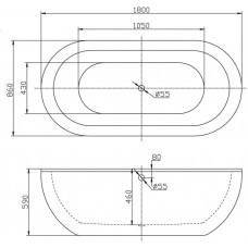Ванна акриловая отдельностоящая BelBagno BB13-1800