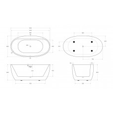 Ванна акриловая отдельностоящая BelBagno BB404-1500-800