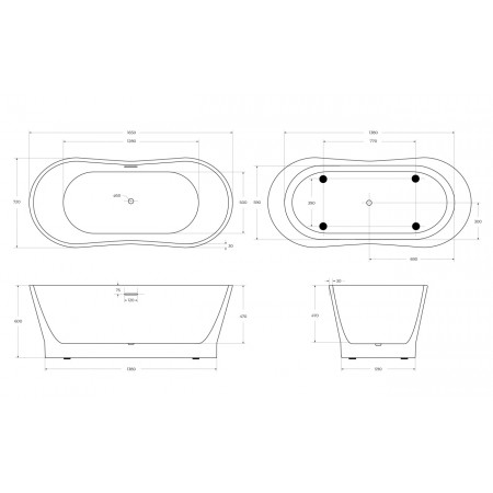 Ванна акриловая отдельностоящая BelBagno BB406-1650-730 Ванна акриловая отдельностоящая BelBagno BB406-1650-730