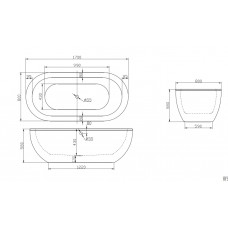 Ванна акриловая отдельностоящая BelBagno BB13-1700