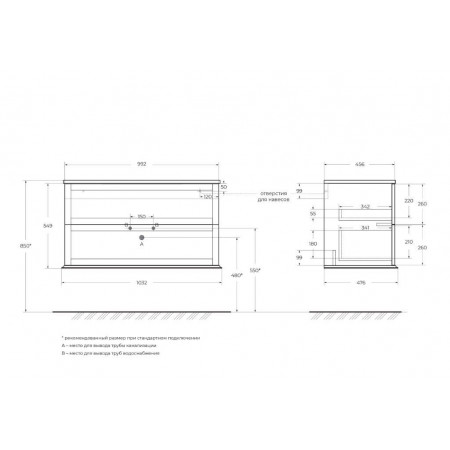 Мебель для ванной Cezares TIFFANY 100 Grigio Nuvola Мебель для ванной Cezares TIFFANY 100 Grigio Nuvola