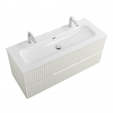Тумба подвесная CEZARES DUET-N-1200-2C-SO-AS-P с раковиной CZR-8073-120-1-2 с двумя отверстиями для смесителей, альпака брашированная