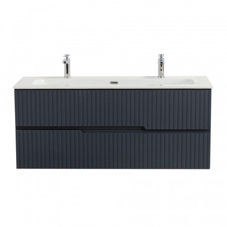 Тумба подвесная CEZARES DUET-N-1200-2C-SO-GR-P с раковиной CZR-8073-120-1-2 с двумя отверстиями для смесителей, графит Тумба подвесная CEZARES DUET-N-1200-2C-SO-GR-P с раковиной CZR-8073-120-1-2 с двумя отверстиями для смесителей, графит