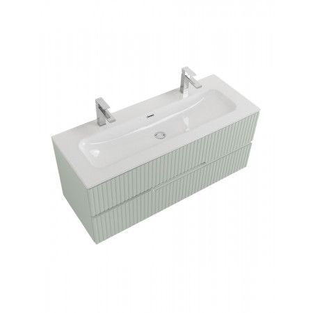 Тумба подвесная CEZARES DUET-N-1200-2C-SO-VPR-P с раковиной CZR-8073-120-1-2 с двумя отверстиями для смесителей, зеленый жемчужный
