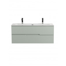 Тумба подвесная CEZARES DUET-N-1200-2C-SO-VPR-P с раковиной CZR-8073-120-1-2 с двумя отверстиями для смесителей, зеленый жемчужный