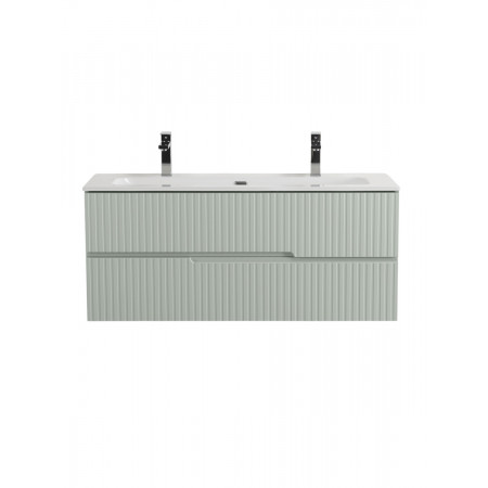 Тумба подвесная CEZARES DUET-N-1200-2C-SO-VPR-P с раковиной CZR-8073-120-1-2 с двумя отверстиями для смесителей, зеленый жемчужный