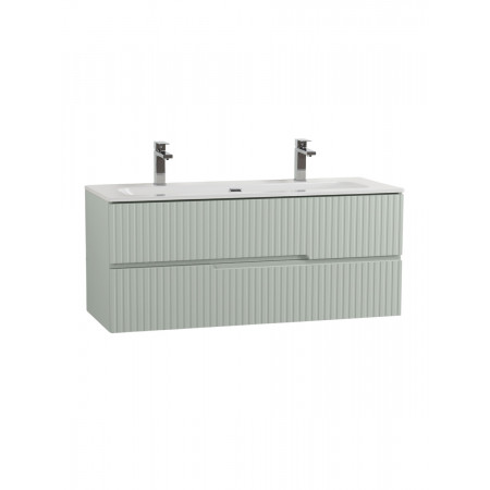 Тумба подвесная CEZARES DUET-N-1200-2C-SO-VPR-P с раковиной CZR-8073-120-1-2 с двумя отверстиями для смесителей, зеленый жемчужный