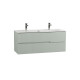 Тумба подвесная CEZARES DUET-N-1200-2C-SO-VPR-P с раковиной CZR-8073-120-1-2 с двумя отверстиями для смесителей, зеленый жемчужный