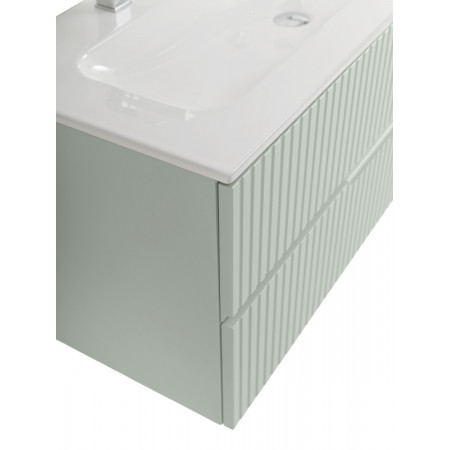 Тумба подвесная CEZARES DUET-N-1200-2C-SO-VPR-P с раковиной CZR-8073-120-1-2 с двумя отверстиями для смесителей, зеленый жемчужный