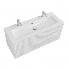 Тумба подвесная CEZARES DUET-N-1200-2C-SO-FBS-P с раковиной CZR-8073-120-1-2 с двумя отверстиями для смесителей, ясень белый софт