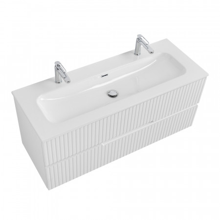 Тумба подвесная CEZARES DUET-N-1200-2C-SO-FBS-P с раковиной CZR-8073-120-1-2 с двумя отверстиями для смесителей, ясень белый софт Тумба подвесная CEZARES DUET-N-1200-2C-SO-FBS-P с раковиной CZR-8073-120-1-2 с двумя отверстиями для смесителей, ясень белый софт