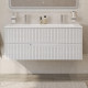 Тумба подвесная CEZARES DUET-N-1200-2C-SO-FBS-P с раковиной CZR-8073-120-1-2 с двумя отверстиями для смесителей, ясень белый софт Тумба подвесная CEZARES DUET-N-1200-2C-SO-FBS-P с раковиной CZR-8073-120-1-2 с двумя отверстиями для смесителей, ясень белый софт