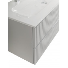 Тумба подвесная CEZARES DUET-N-1200-2C-SO-GPR-P с раковиной CZR-8073-120-1-2 с двумя отверстиями для смесителей, серый жемчужный